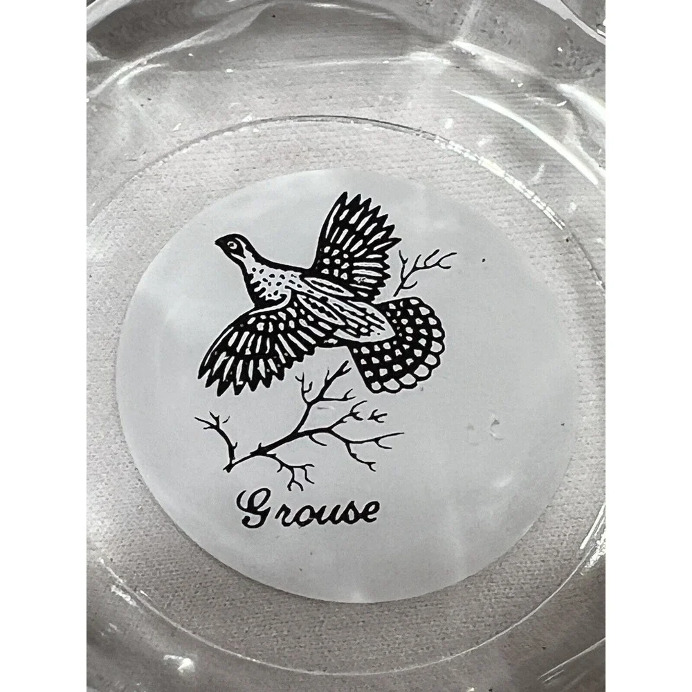 Game Bird Ashtray Set Lot Of 3 Glass‎ Grouse Pheasant Hunting Decor